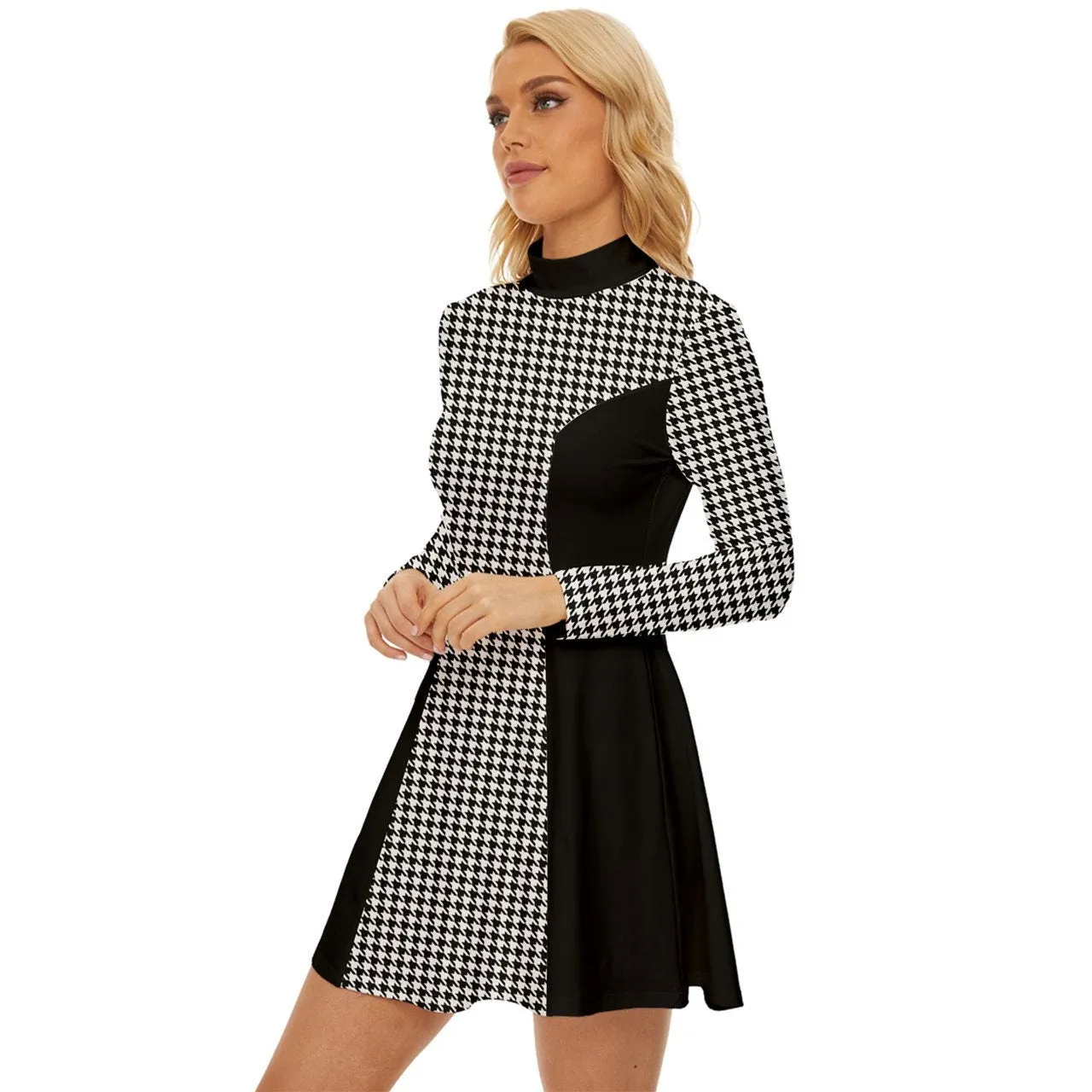 60s Dress Style, Mod Dress, Black Mod Dress, Black Houndstooth Dress, GOGO Dress, 60s style dress, 60s mini dress, Retro Dress
