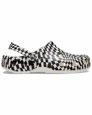 Classic Warped Checker Clog - White I Black