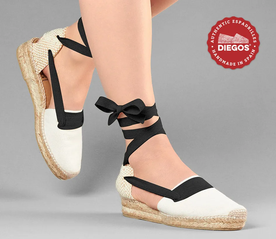 Ivory Lola low wedge Basque espadrilles