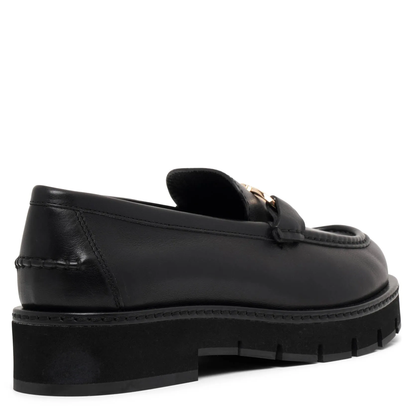 Maryan lug black leather loafer