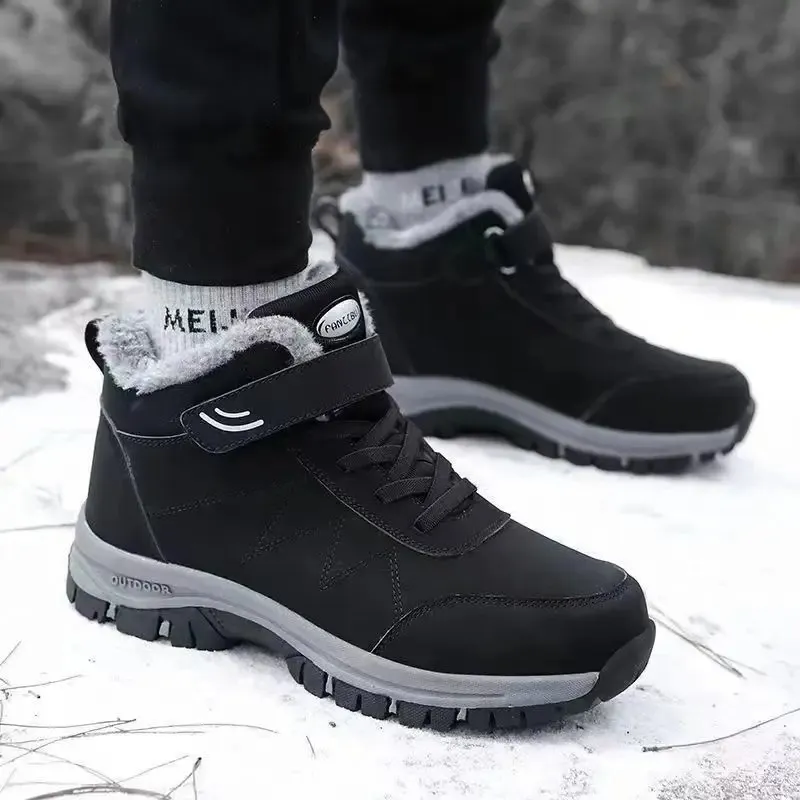 Men's Non Slip Double Closure Fur Line Winter Boots | Perfect for Outdoor Activities