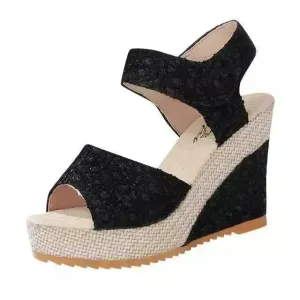 Platform High Wedge Sandals Plain Work sandals for women