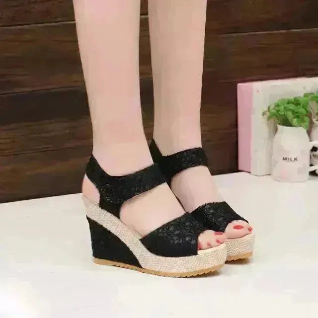 Platform High Wedge Sandals Plain Work sandals for women