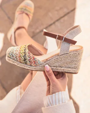 Sandale femme compensée multicolore - Diane
