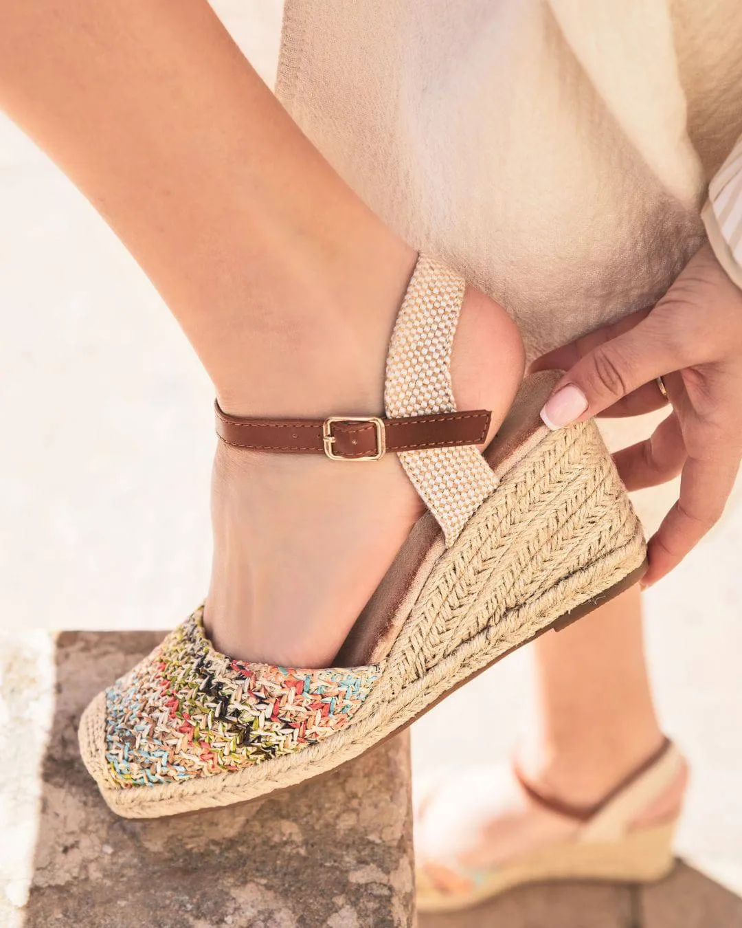 Sandale femme compensée multicolore - Diane