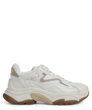 Sneakers in Pelle Beige con Inserti in Camoscio