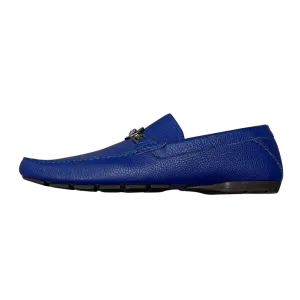 Versace Greca Medusa Leather Loafers Blue Leather (Preowned Size 47)