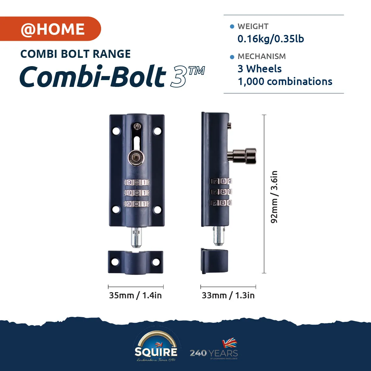 Weather Proof Combination Bolt Lock | Combi-Bolt ™ | Combi 3