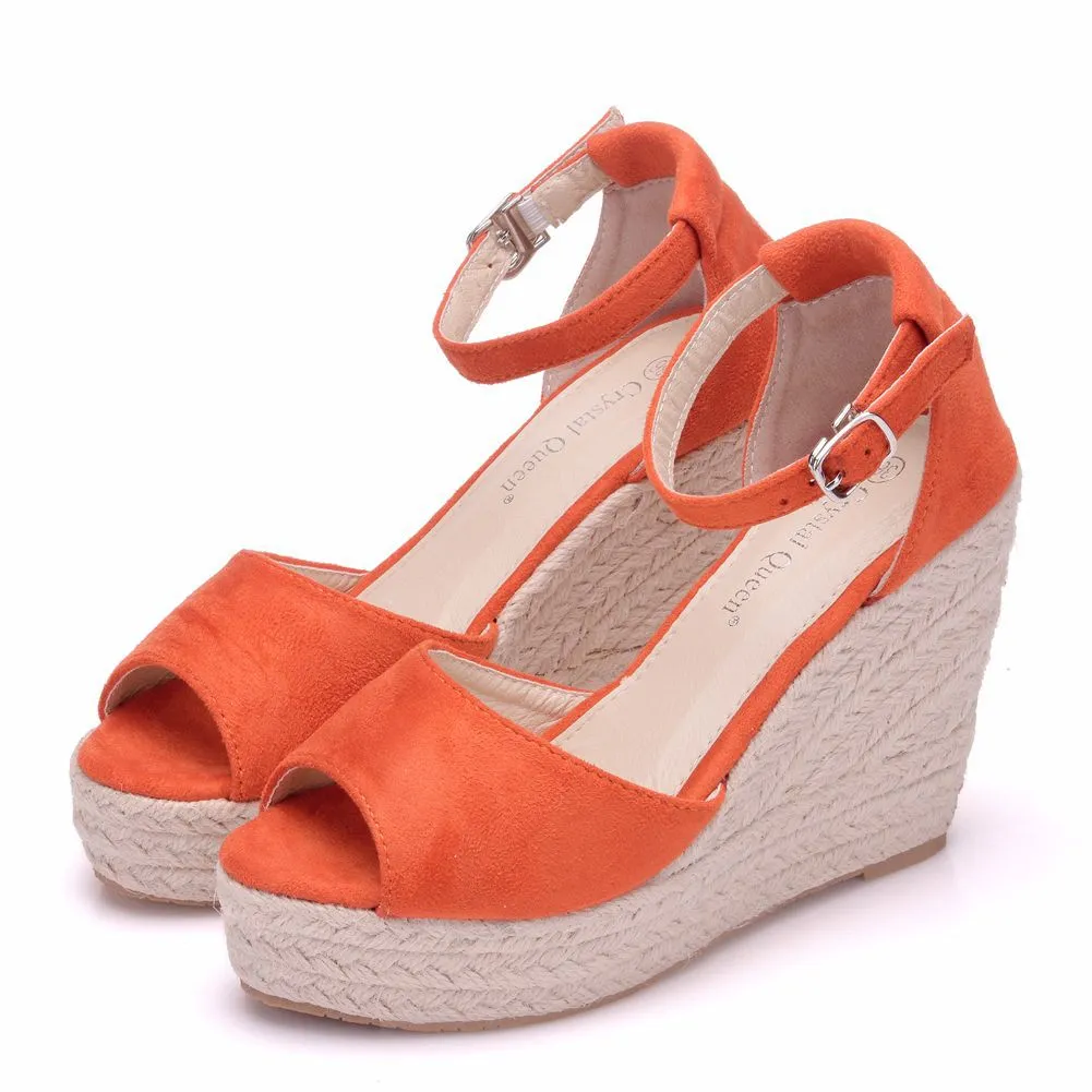 Women's peep toe wedges with ankle strap bohemia wedge sandals