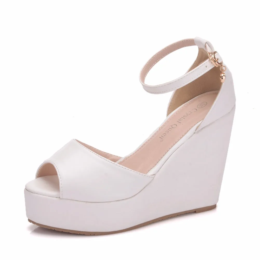 Women's peep toe wedges with ankle strap bohemia wedge sandals