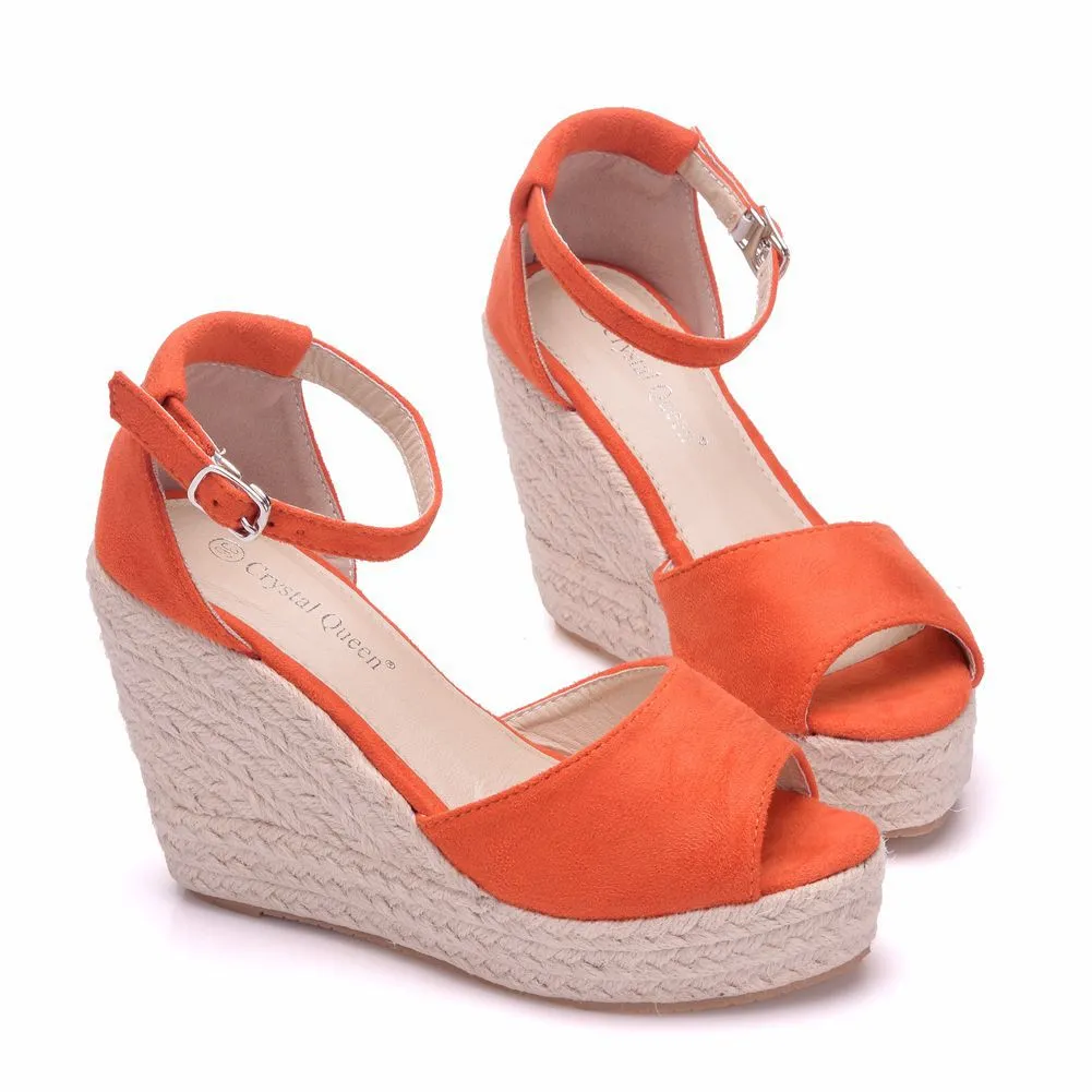 Women's peep toe wedges with ankle strap bohemia wedge sandals