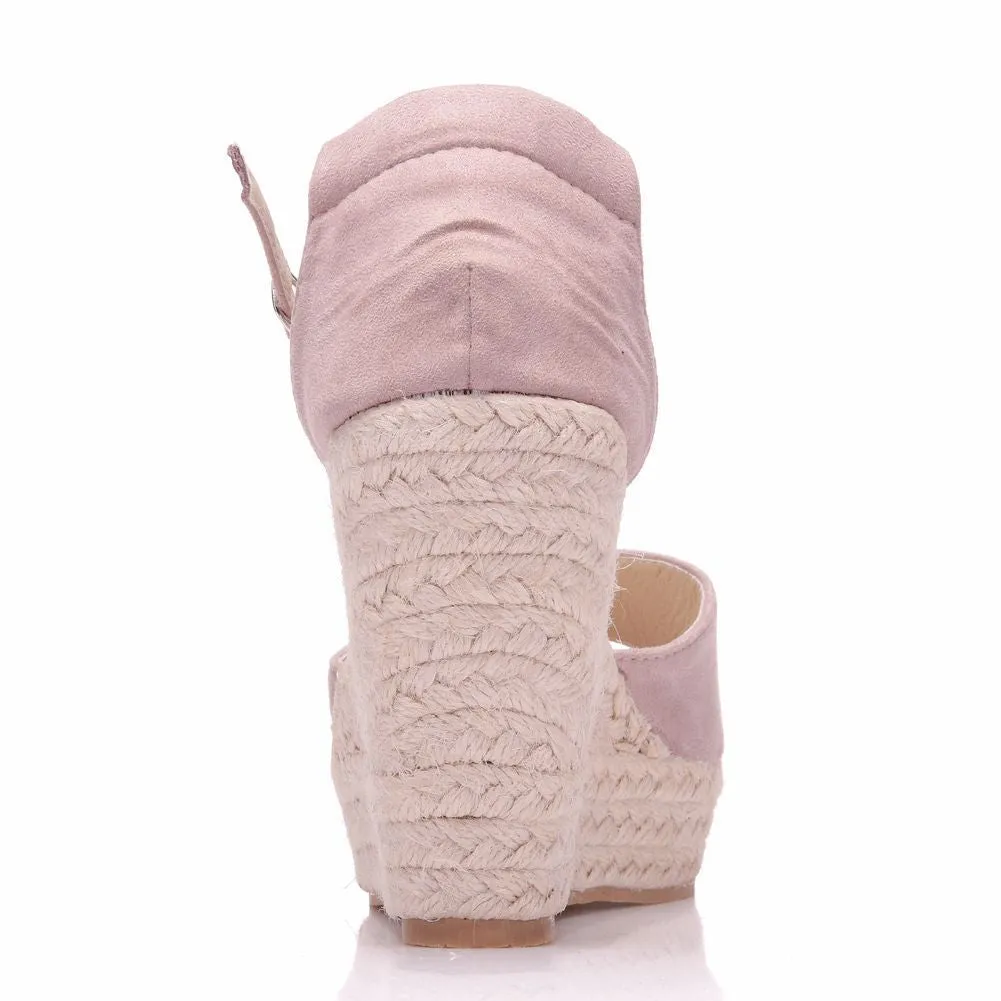 Women's peep toe wedges with ankle strap bohemia wedge sandals