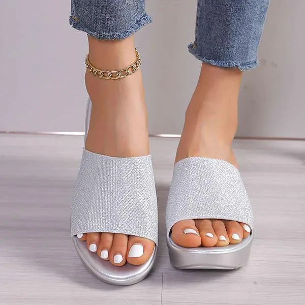 Women's Sequined Anti-Slip Casual Wedge Slippers 62405657S