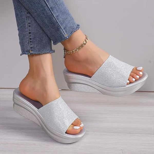 Women's Sequined Anti-Slip Casual Wedge Slippers 62405657S