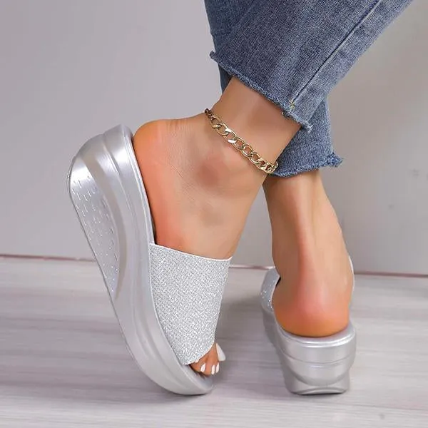Women's Sequined Anti-Slip Casual Wedge Slippers 62405657S